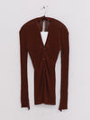 OUDE WAAG 25 Autumn and Winter Curved Ribbed Knit Cardigan OW-OW-25AW-KT01V1BR450-HZ Red Brown